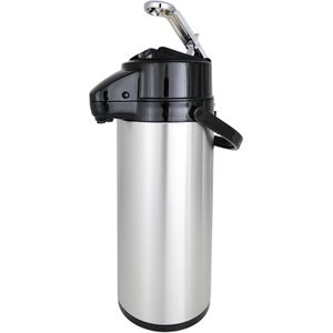 Saro Thermoskanne 317-2087, Edelstahl, Pumpkanne mit Edelstahlkolben, silber, 2,5 Liter