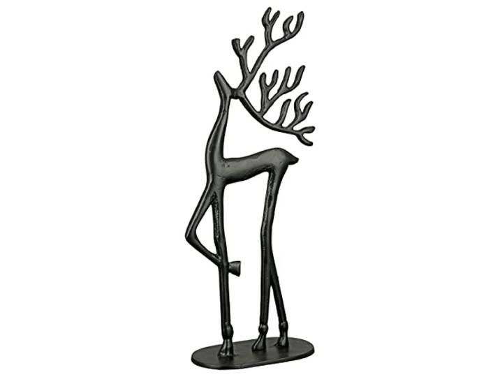 Casablanca Deko Figur Skulptur Rentier aus Aluminium - Schwarze Advent- Weihnachtsdekoration XXL - Dekoration Wohnzimmer Fensterbank Beistelltisch - Höhe 55 cm