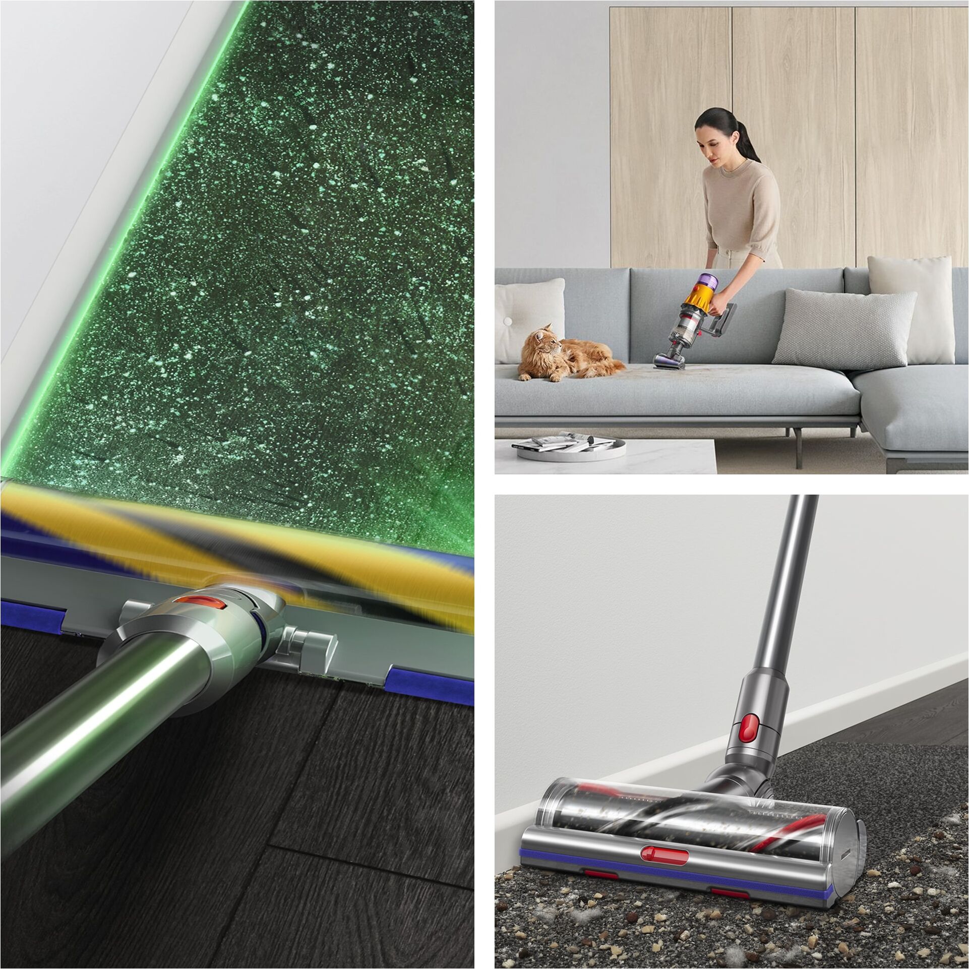Dyson Akku-Hand-und Stielstaubsauger "V12™ Detect Slim Absolute", bunt (nickel satin gelb, glanz nickel), B:25cm H:123,4cm T:25cm, Akkusauger, Macht unsichtbaren Staub sichtbar – für eine gründlichere Reinigung., Akku-Hand-und Stielstaubsauger, Topseller