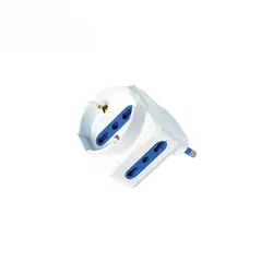 Alcapower Platzsparender Adapter 16A mit 2 Bipasso-Steckdosen 10/16A und 1 Schuko-Universalsteckdose, Weiß, Max. 1500W, 3-poliger Stecker
