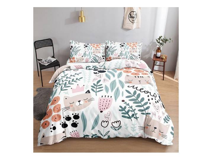 LuxusKollektion Kinderbettwäsche Bettwäsche-Set Cartoon Katze 200x200cm