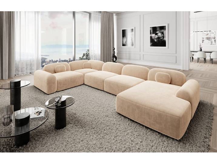 Wohnlandschaft Barcelona U-Form aus Stoff
