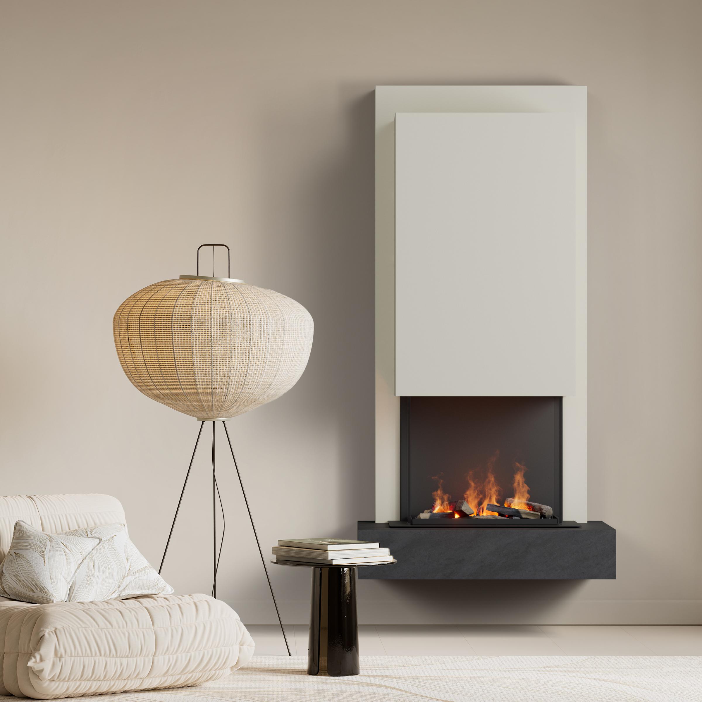 muenkel design Arco [Elektrokamin Opti-myst]: Nero (Schiefer schwarz) - weiß