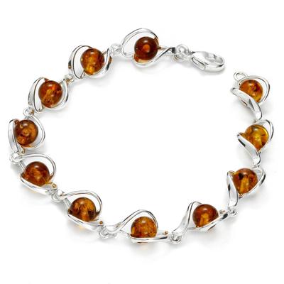 Armband OSTSEE-SCHMUCK "- Isabella - Silber 925/000 - Bernstein" Gr. 19, silber (silber 925, silberfarben, weiß), Armbänder, Damen, Silber 925 (Sterlingsilber), Armband