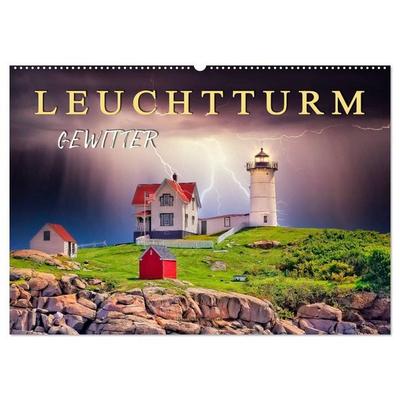Leuchtturm Gewitter (Wandkalender 2027 DIN A2 quer), CALVENDO Monatskalender