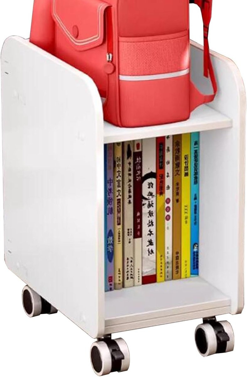 Mobiele Boekenplank Opbergkar Wit B/D/H: 46 x 25 x 38 cm