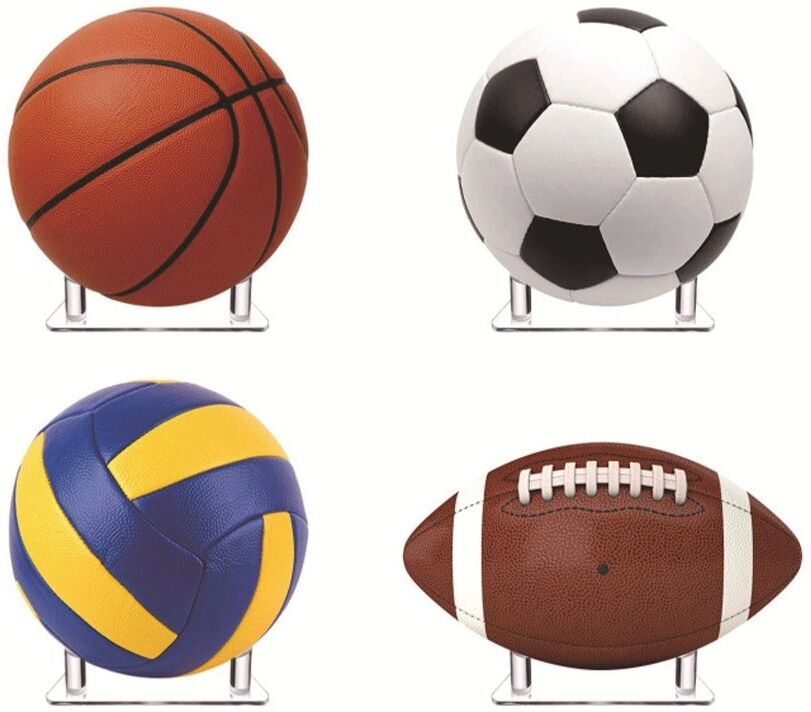 INF Support triangulaire en acrylique transparent pour ballons de basket, football, volley, rugby et bowling
