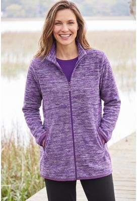 Women's Zip-Front Microfleece Jacket by Woman Within in Radiant Purple Marled (Size 3X)