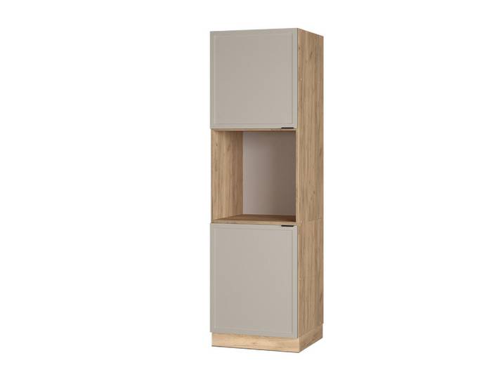 Vicco Herdumbauschrank Fame-Line GrauBeige 60 cm offen, Greige, Eichefarben, Holzwerkstoff, 2 Fächer, Rechteckig, 60x206.8x58.1 cm, Küchen, Küchenmöbel, Küchenschränke, Geräteumbauschrank