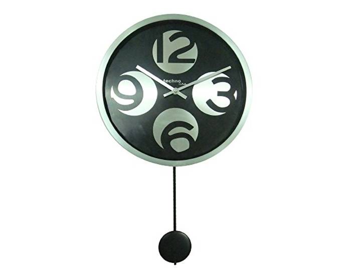 Technoline, WT 1030 Wanduhr mit Pendel, Ø 30cm, schwarz-silber