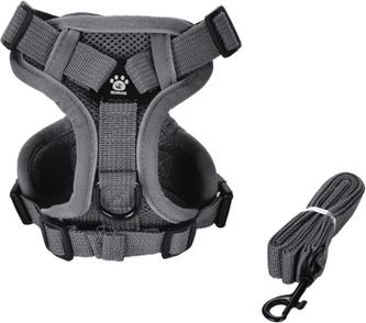Inspire Picks ComfortGlow Reflective Pet Harness & Leash Set For Cats And Small Dogs gray m