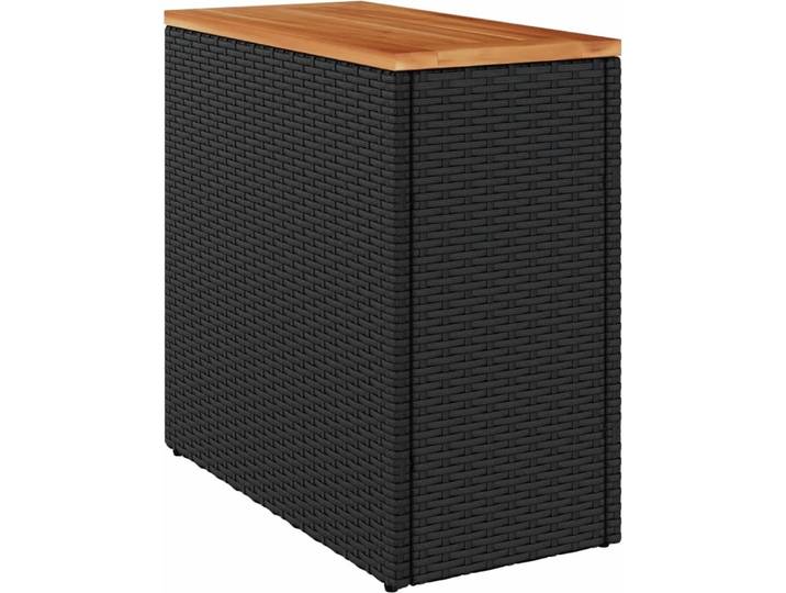 vidaXL Garten-Beistelltisch mit Holzplatte Schwarz 58x27,5x55 cm Poly Rattan