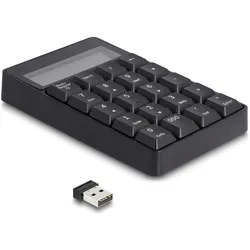 Delock USB Typ-A Nummernblock kabellos 2,4GHz Taschenrechner (Nummernblock, Kabellos), Tastatur, Weiss, Schwarz