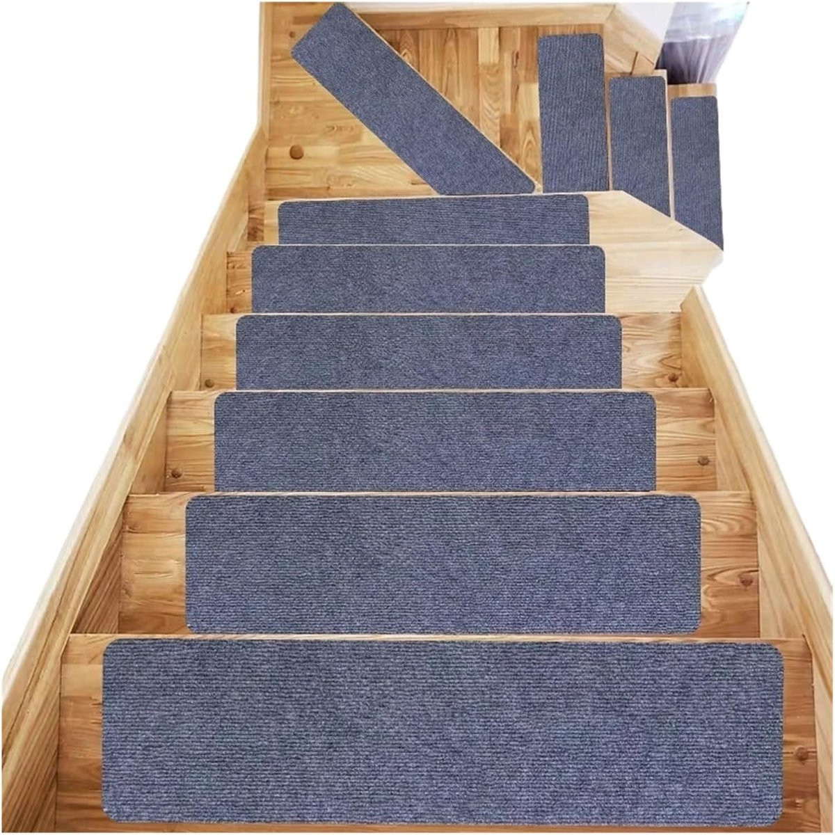 Zelfklevende antislip traptreden in mat zwart, 55 x 20 cm