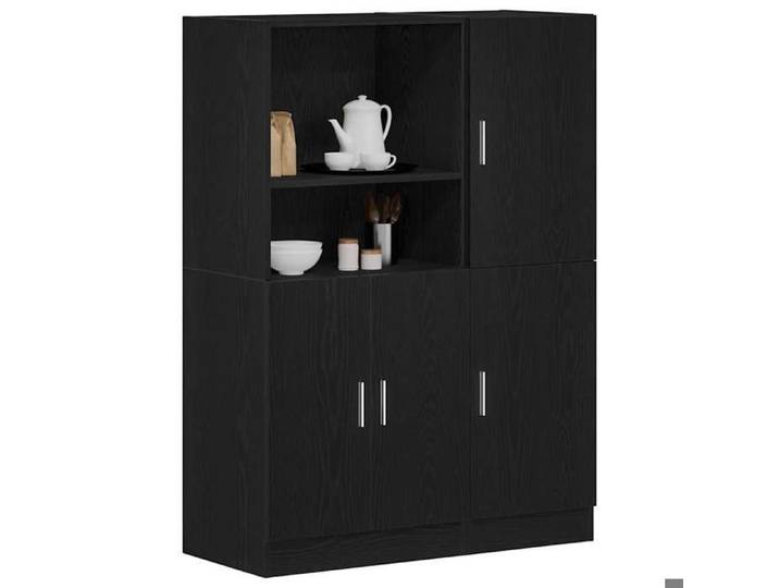 NEW 2026  Armoires de cuisine - (lot de 2) - Cabinets suspendue - noir bois d'ingénierie 95x41.5x131.5 cm L32