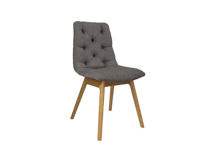 4-Fussstuhl GOODPRODUCT Ramon , grau (grau, eiche natur), B:46cm H:89cm T:57cm, Holzwerkstoff, Massivholz, Polyester, Stühle, 4-Fussstuhl, mit Massivholzbeinen, verschiedene Stoffe und Farben