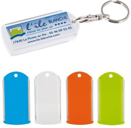 Carnet porte-clés publicitaire ABS plexiglas (PMMA) blanc