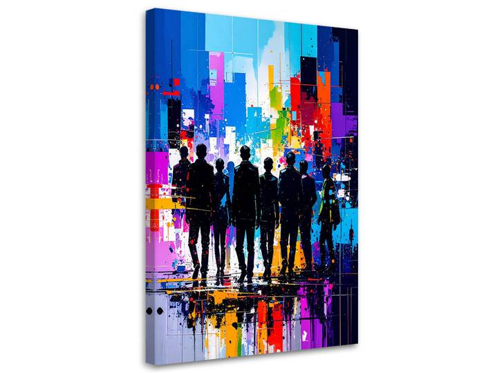 Feeby Leinwandbild Silhouetten Figuren Bunt Abstrakt 70x100cm, Mehrfarbig, Person/Charakter, Rechteckig, 70x100 cm, Bilder & Rahmen, Bilder, Leinwandbilder