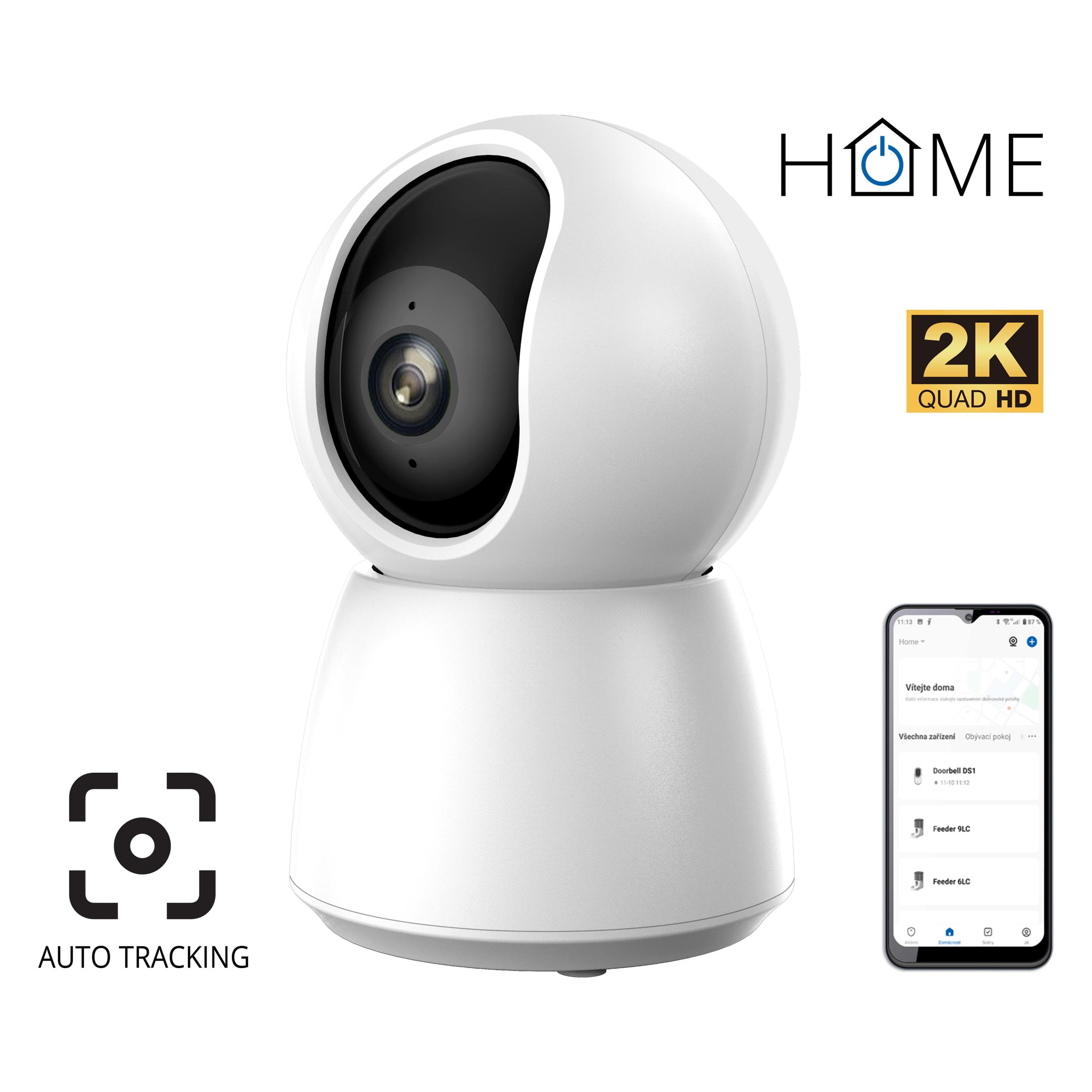 iGet HOME Kamera CS4 Weiss - WLAN 2K IP Kamera, Nachtsicht, Audio, RJ45, Auto-Tracking (2560 x 1440 Pixels) (75020823)