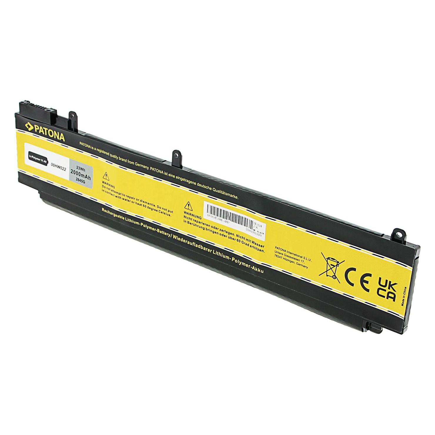 Patona Akku f. Lenovo ThinkPad T460s 20FA/20F9 Thinkpad T470s 20HF/20HG 20JS/20JT 00HW022 von (1 Zelle, 2000 mAh) (2845)