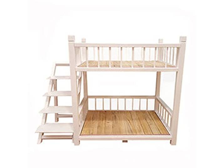Haustierbett auf Mehreren Ebenen Hundebett, Etagenbett für kleine und mittelgroße Hunde und Katzen, Wasserdichtes Innen-Maisonette-Bett für Haustiere mit Treppe(Size:109x62x80m,Color:White)