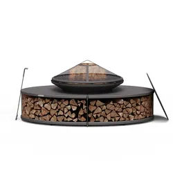 Blumfeldt Firebowl Ebeko 3-in-1 | Grillfunktion als Tisch nutzbar | Grillrost + Funkenschutz Schwarz