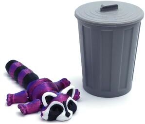 Inspire Curations 3D Printed Articulated Raccoon Toy Movable Fidget Desk Decor purple With Trash