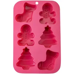 4x Zenker Silikon-Mini-Backform Weihnachten, Backform, Rosa, Rot