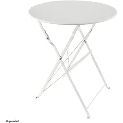 HTI-Living, Gartentisch + Balkontisch, Gartentisch Basil Metall rund klappbar Creme (55 x 68 cm)