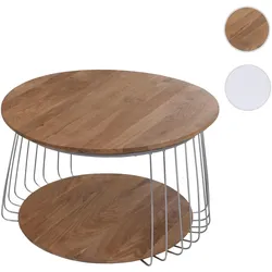 MCA Couchtisch HWC-P60, Beistelltisch Kaffeetisch Loungetisch, Metall MDF rund Ø 70cm ~ braun