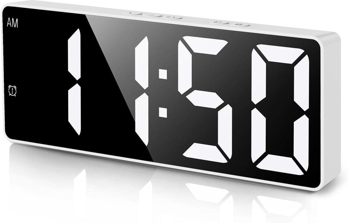 PolkaHome Digitale LED Wekker met Temperatuurweergave en Instelbare Helderheid, 12/24H Uurklok