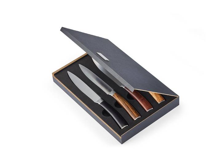Steakmesser PHILIPPI Set Garry 4-teilig , mehrfarbig, 4 Stk., Edelstahl, Holz, Essmesser, Steakmesser