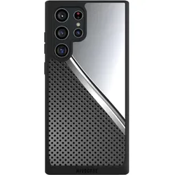Nivocase Handyhülle für Samsung Galaxy S22 Ultra Hülle NIVOpure Case Schwarz Carbon Metall Stahl (Samsung Galaxy S22 Ultra), Smartphone Hülle, Schwarz