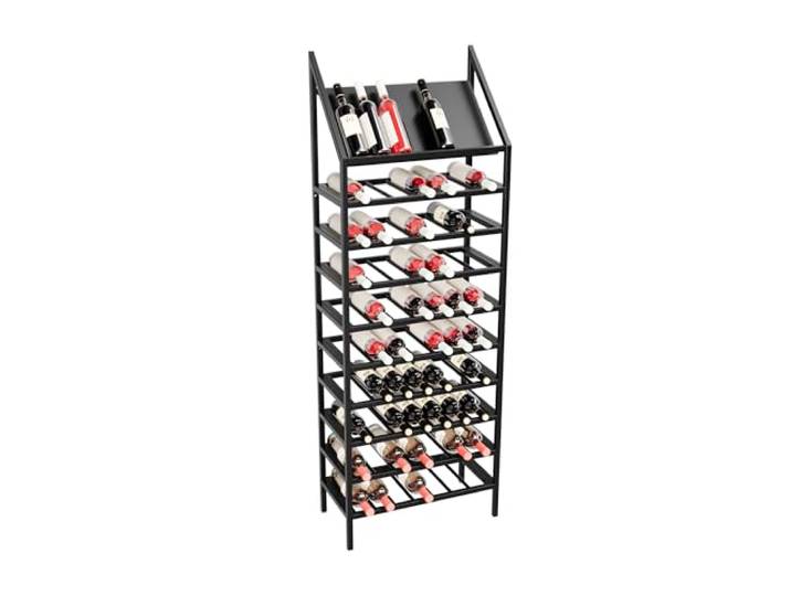 MetaloPro Weinregal Napa – Schwarzes Metallregal Für 70 Weinflaschen, Modernes, Minimalistisches Design, Ideal Für Küche, Keller, Bar – 170×60×30cm