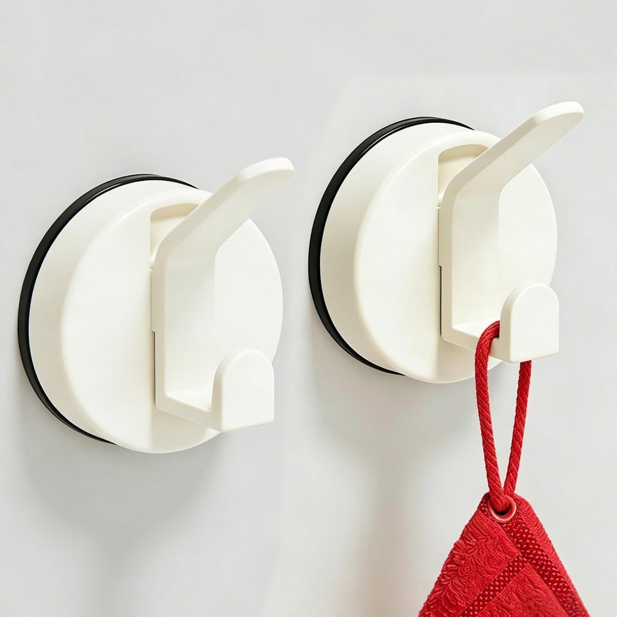 Dubbele zuignap haak zonder boren, witte handdoekhouder voor badkamer, douche en keuken, herbruikbaar