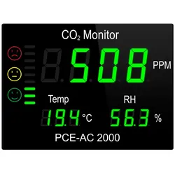 PCE CO2-Messgerät PCE-AC 2000 Raumluftqualität mit Temperatur und Feuchtigkeitsanzeige