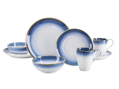 Creatable Cascade 8-delige blauwe combiservies van aardewerk voor 2 personen