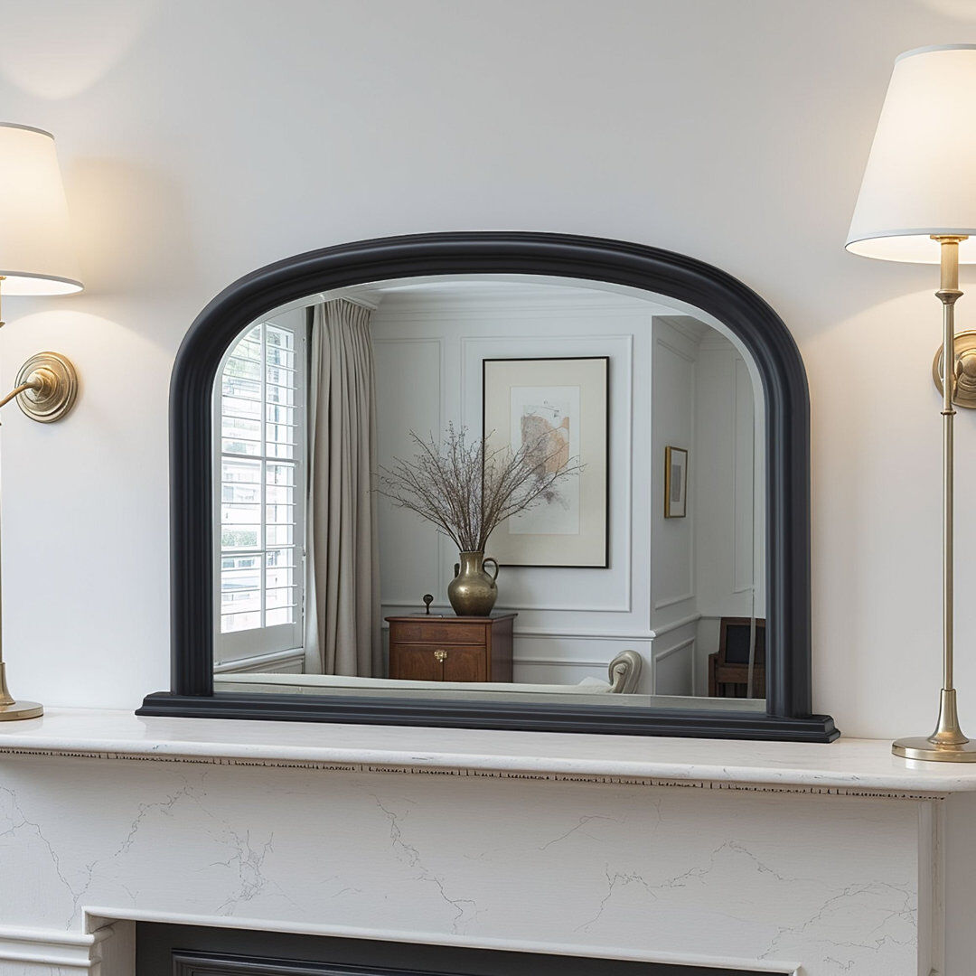 Three Posts Lynn Arched Overmantle Mirror Black 77cm H X 112cm W X 4cm D