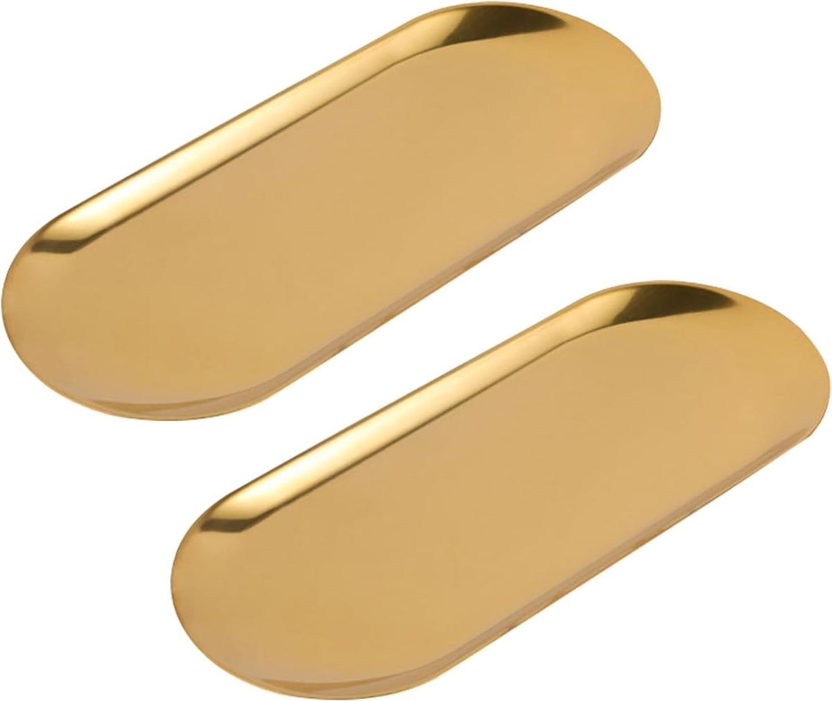 Stijlvolle Gouden Ovale Tray Set van 2 - Decoratieve Kandelaars en Sieradenhouder voor Fruit en Accessoires