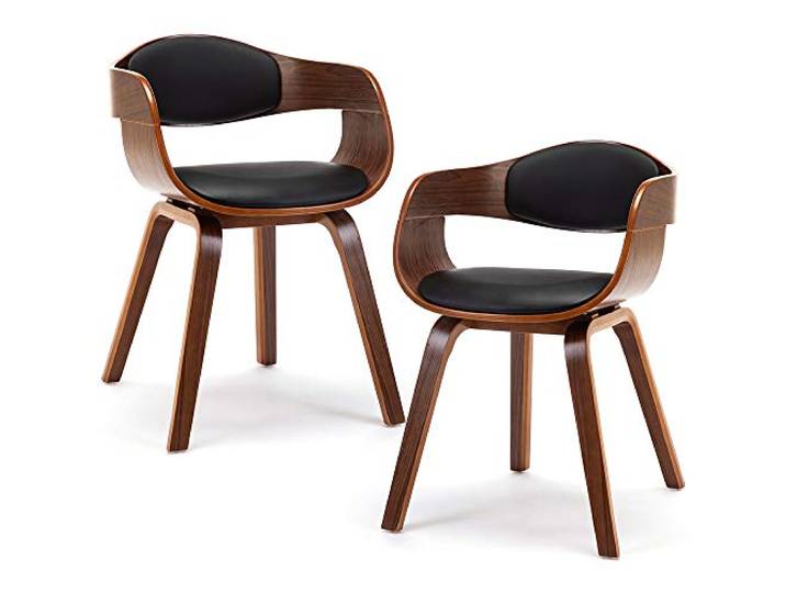 Mingone 2er Set Esszimmerstühle Schwarz Küchenstühle Designer, Stühle mit Leinen, Sessel Gepolsterte mit Armlehnen für Wohnzimmer
