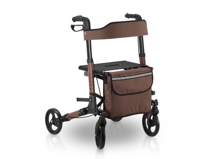ROLLATOR Vital braun klappbar mit Sitzfläche & Einkaufstasche