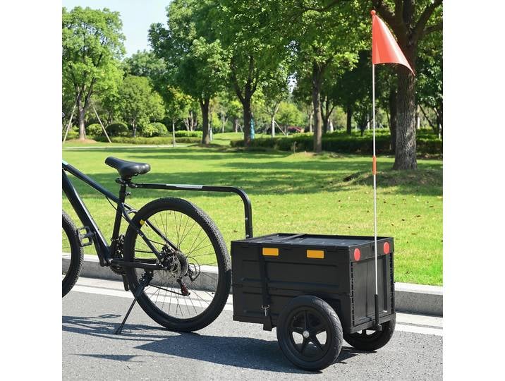 SPORTNOW Remorque Vélo 65L Pliable avec Couvercle Roues Pneus