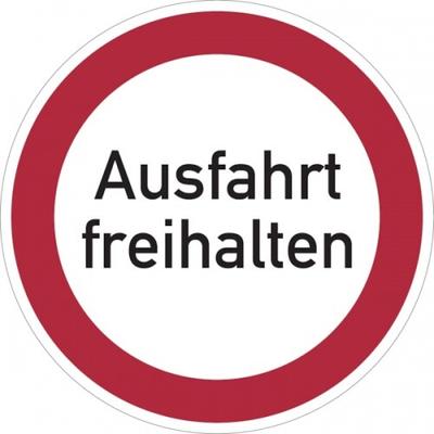 Verbotsschild, Ausfahrt freihalten - praxisbewährt - 300x0.45 mm Aluminium geprägt