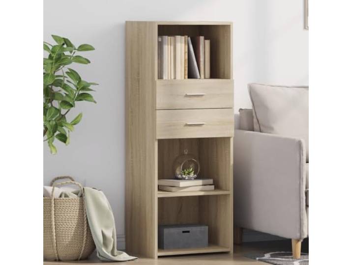 RJPLMFV Anrichte hoch, Eiche Sonoma, 45 x 42,5 x 124 cm Feuchtigkeitsbeständiges Holz, große Aufbewahrung, minimalistisches Design, Wandbefestigung inklusive