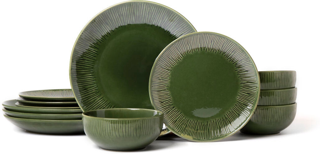 Mikasa Jardin Stoneware Dinner Set, Green Green
