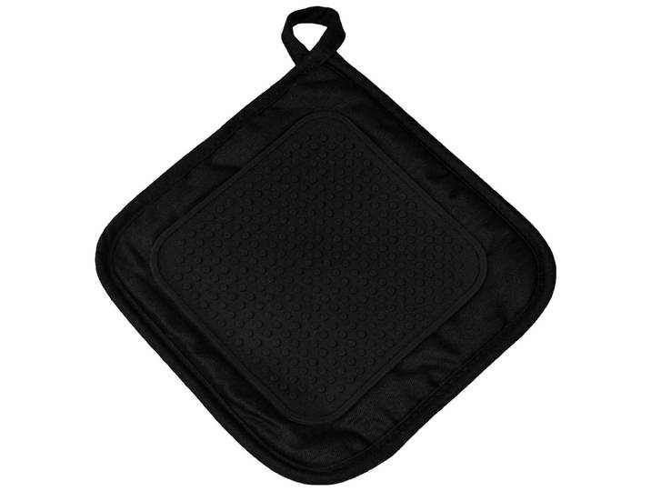 Topflappen aus Polyester und Baumwolle, Topflappen mit Silikon, schwarz, 19 x 19 cm