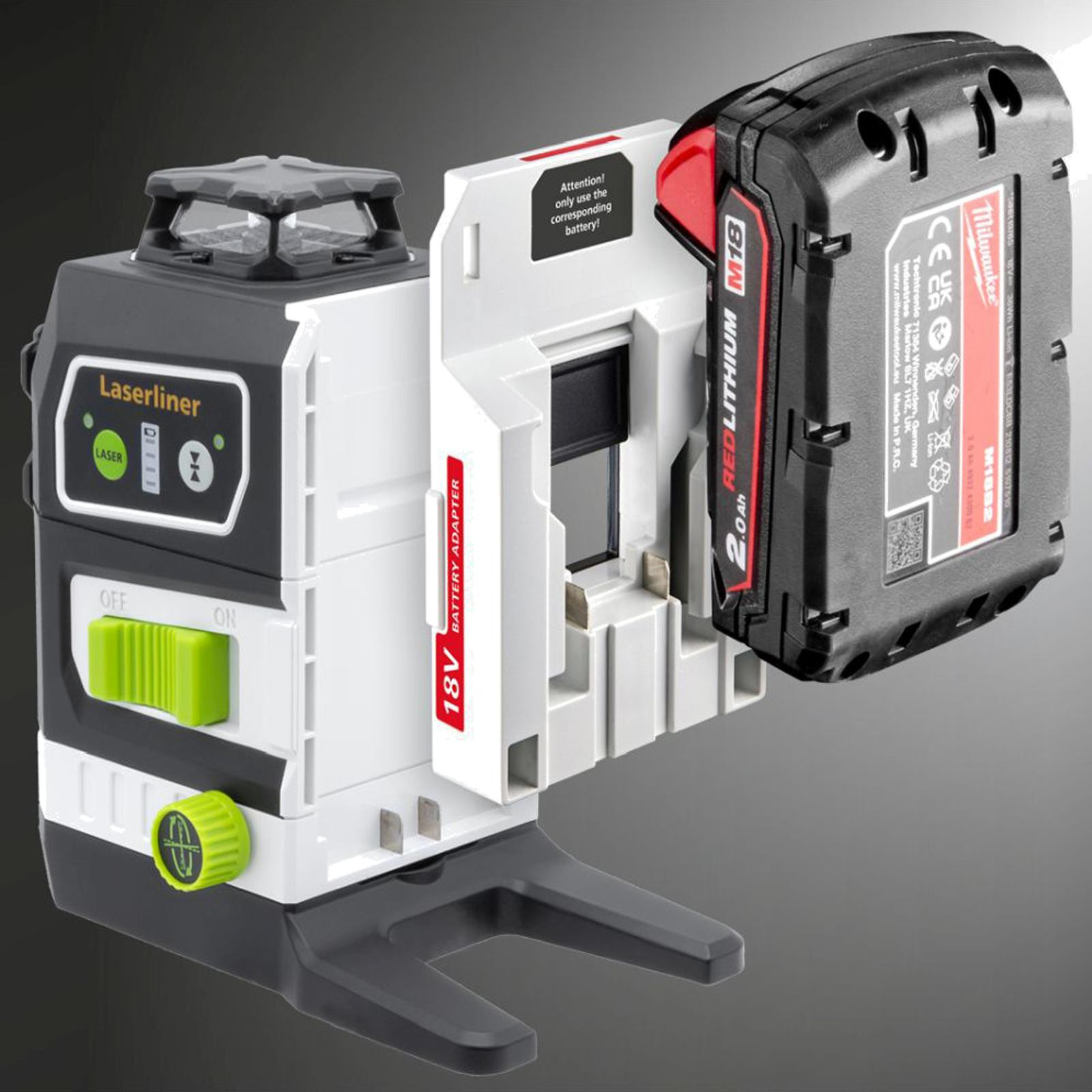 Laserliner kruislijnlaser Multi-18V-serie met Milwaukee PowerAdapter