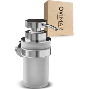 ovimar Seifenspender Kegnaes, 81004218, Wandmontage, Edelstahl & satiniertes Glas, 250ml