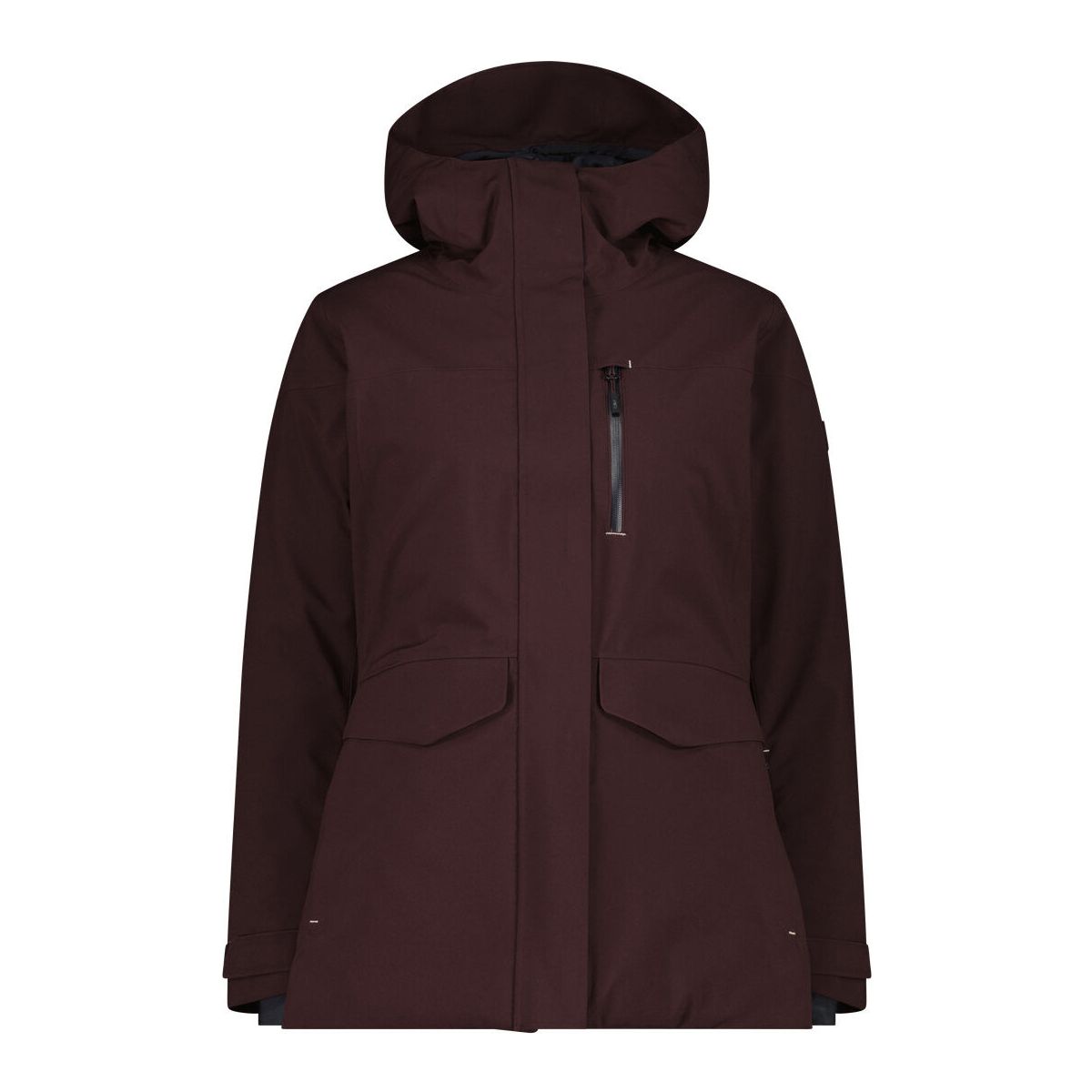 CMP Woman Ski Ski Long Jacket FIX Hood black berry (C595) 46 36W0686-C595-46