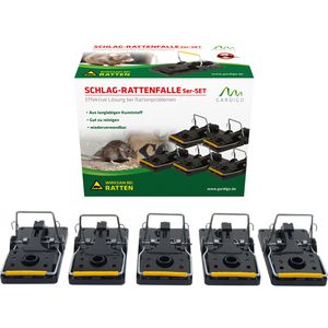 Gardigo Rattenfalle 623445DEFR, Schlagfalle aus Kunststoff, 5 Stück